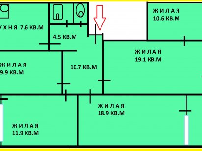 Продам 5ти комн.квартиру 4 мкрн Кам'янське