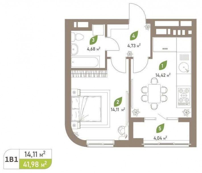 Продаж 1 кімнатна квартира 42 м2 видова ЖК Паркові Озера ключ трав24 - фото 1
