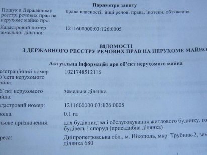 Продам участок земли под застройку Никополь