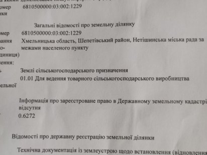 Продам паї ( не в оренді) Нетешин