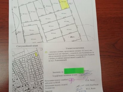 Продається земельна ділянка площею 832 кВ. Кременчук