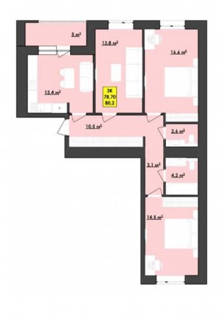 3-кімнатна квартира сучасного планування - фото 1