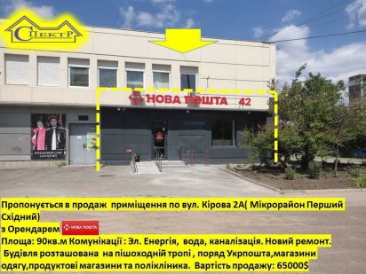 Готовий бізнес частина Будівлі з окремим входом, Орендар Нова Пошта . Кривий Ріг