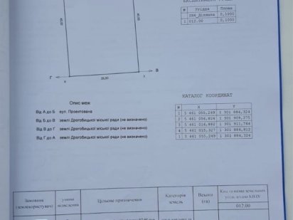 Земельна ділянка м. Дрогобич вул. В.Винниченка Дрогобич