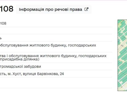 Земельна ділянка м.Хуст, вул.Барвінкова, 24 Хуст
