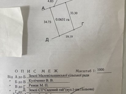 Земельна ділянка Білоцерківський район СТ ,, Садовий Гайʼʼ. Біла Церква