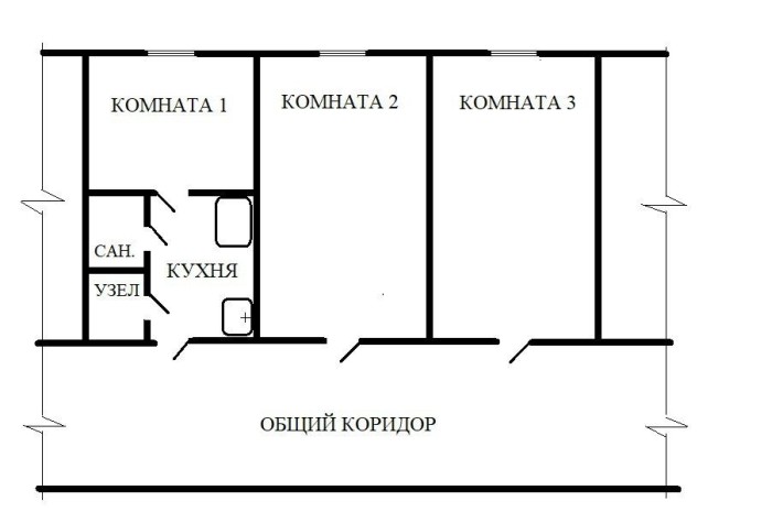 Сдам три комнаты + туалет, душ,кухня в общежитии. - фото 1