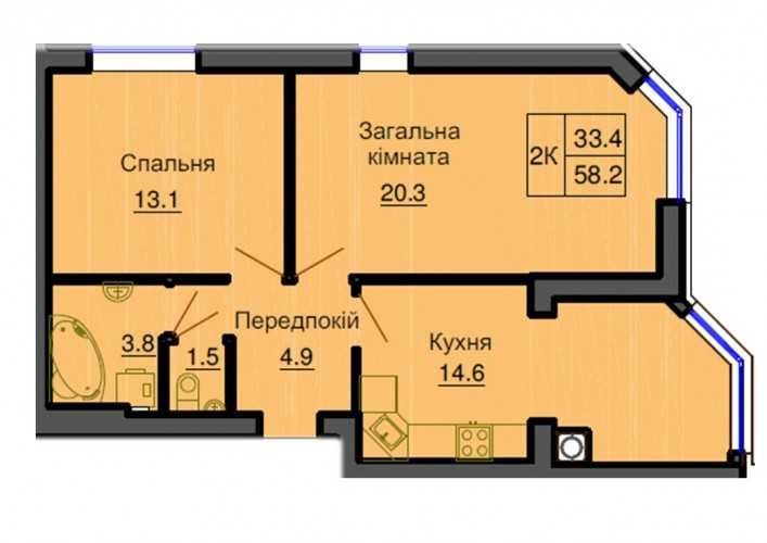 Продаж двокімнатної квартири на ЖК Софія Резіденс (Sofia Residence) - фото 1