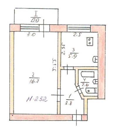 Продам 1 ком. квартиру, 29,9 м2 на 3 этаже по ул. Тесленко 23 - фото 1