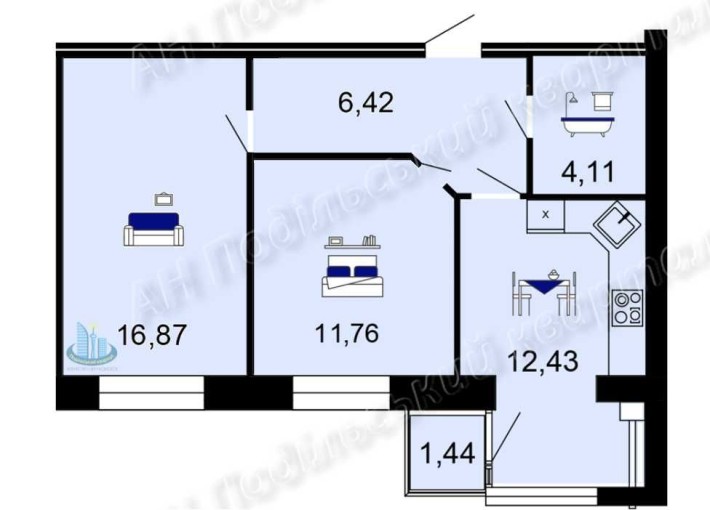 2к квартира ЖК Сімейний комфорт. 53 м2. - фото 1