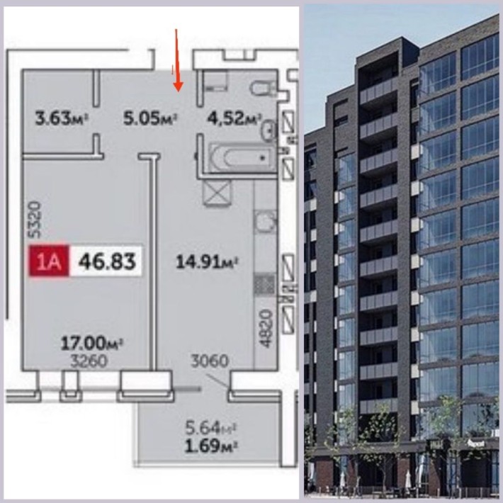 Продам Однокімнатну квартиру 47 м² в Новобудові - фото 1