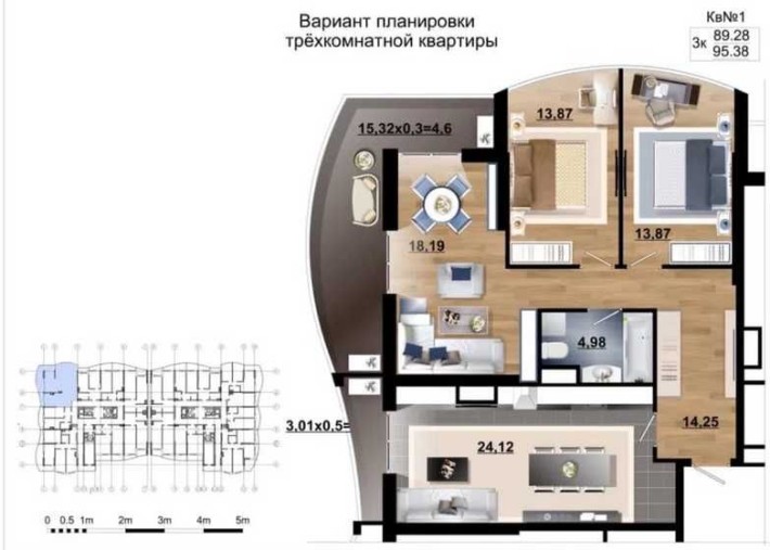 3х комн 93 м2 ЖК Корфу/Прямой вид на МОРЕ/ 10 ст.Б.Фонтана - фото 1