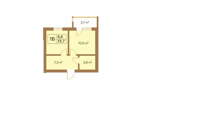 Однокімнатне планування квартири 33.7 м² в ЖК Гранд Віллас - фото 1