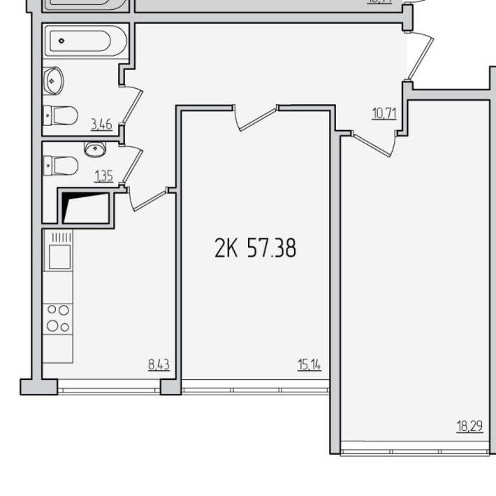 Продам 53 Жемчужина Таирово двухкомнатная 57 метров - фото 1