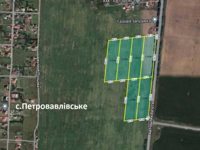 Петропавловское фасадный участок от 50 соток до 7.4 га под коммерцию.