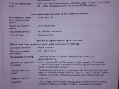 Продам земельну ділянку Копистин