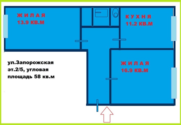 ПРОДАЖ 2-кімн. великогабаритної квартири на вул. Запорізький (Н) - фото 1