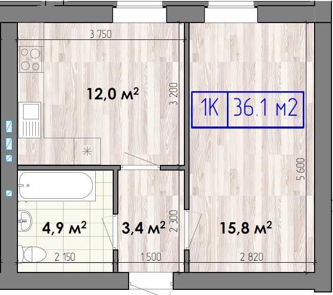 1 комнатная квартира  - 14500$ - фото 1