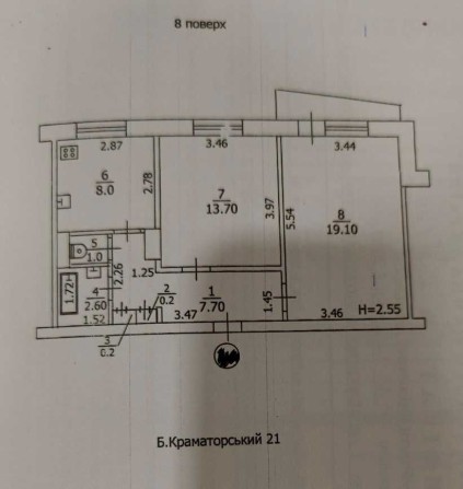 Даманский , б-р Краматорский 21 . Двушка под ремонт - фото 1