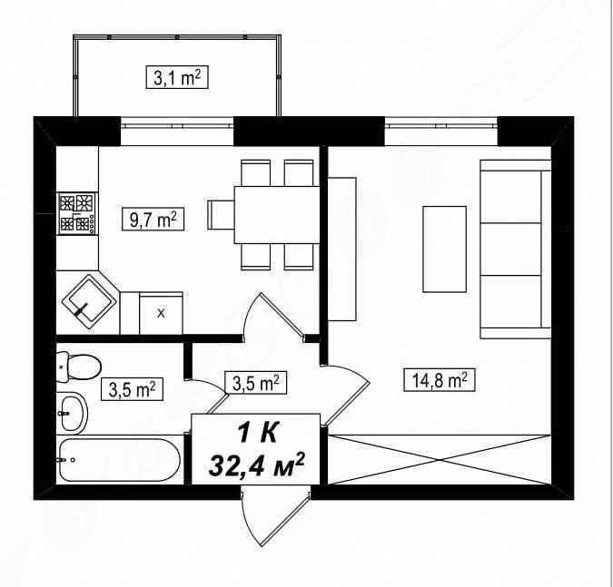 ЖК Амстердам Клубний - Квартира мрії! 32,4 м² с.Білогородка - фото 1