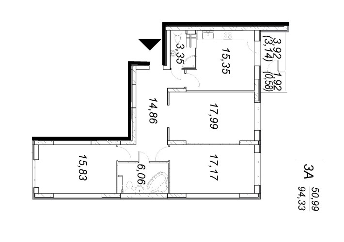 Балтійський 3а ЖК Навігатор 3-х кім 94 м - фото 1