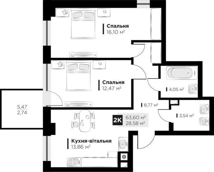 Продаж 2к. квартири в ЖК HYGGE LUX по вул. Пасічній, 63 м, 1235 $/м - фото 1