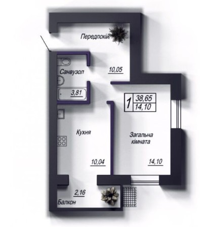 1 кімнатна квартира 40 м² Новобудова 2023р. єОселя - фото 1