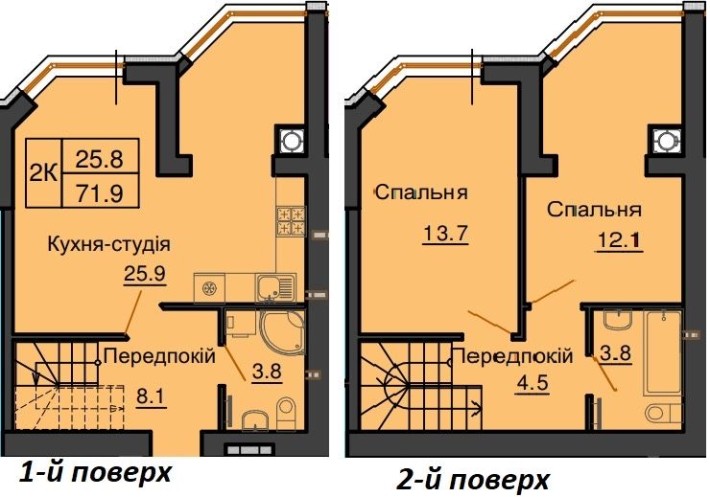 Квартира в два рівні. 71,6 ЖК Софія Резиденція. - фото 1