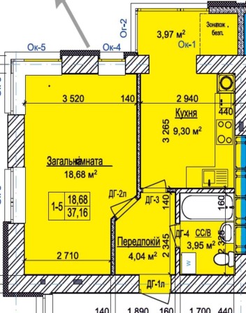 Простора квартира 38,6 м ціна 39000 грн за м, Уютний Квартал - фото 1