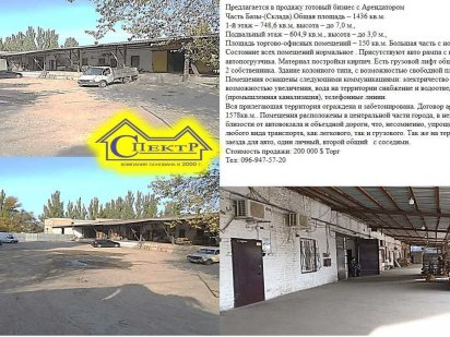 База, Склад,  Готовий Бізнес з Орендарем в центрі оптових Баз. Кривий Ріг
