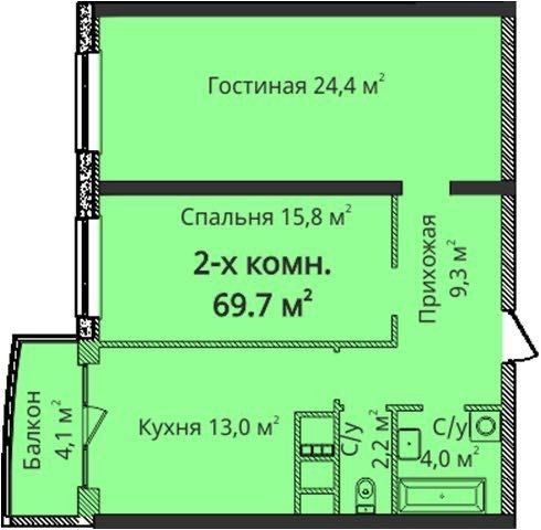 2 кімнатна квартира з кладовою жк 4 сезони - фото 1