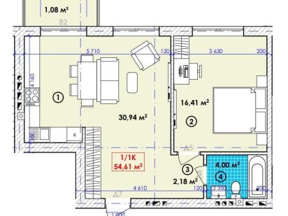1 кім квартира з можливістю перепланувати в 2 кімнатну. М.Богородчани