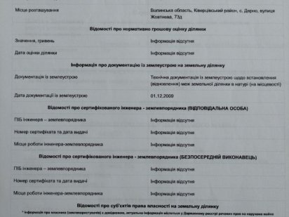 Земельна ділянка Дерно комерція Липины