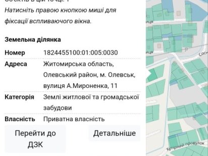 Земельна ділянка для будівництва Олевск