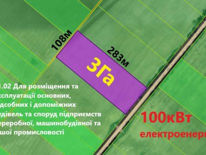 БориспільськаКільцева500мДілянка 3Га ЦП-11.02Промисловість,виробництво
