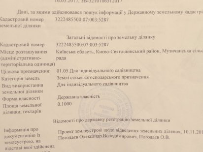 Земельна ділянка Музичі