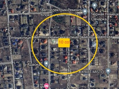 Шевченкове, (КУТОВА) Площа 10 сот. Комунікації біля ділянки!