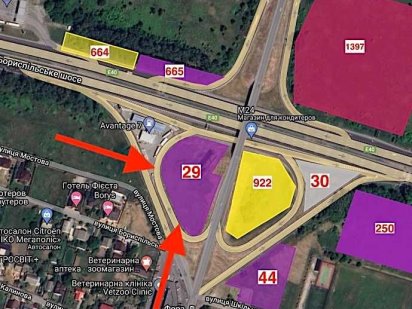 Продаж комерц ділянки, Борисп шосе, кільце на Гора