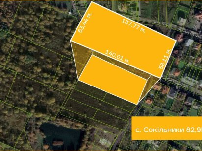 Продаж ділянки в с.Сокільники 82,95сот. Сокольники