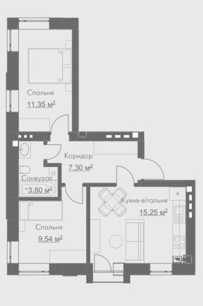 Квартира  50м2, двокімнатна з документами!  Гостомель! - фото 1