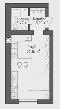 Квартира-Студія, розтермінування від забудовника - фото 1