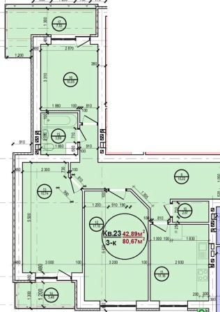 ЖК Соборна Площа, 3-квартира, 80.67 м² вул. Соборна 87, кв. 23 - фото 1