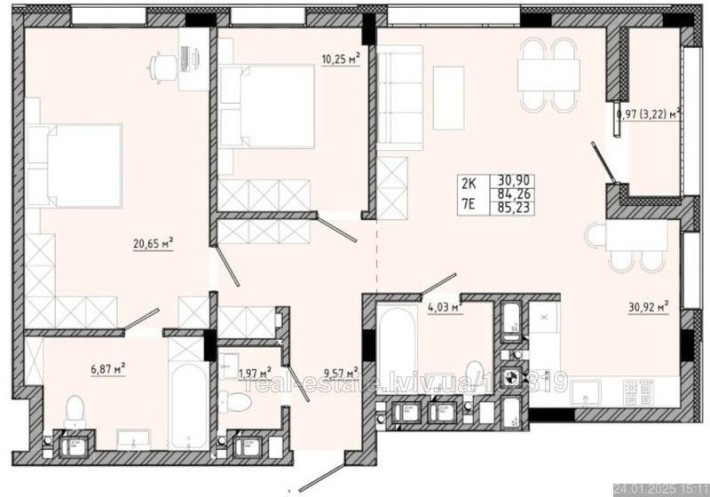 Продається 2 кімнатна квартира 85 кв.м. в ЖК Спортивна с. Сокільники - фото 1