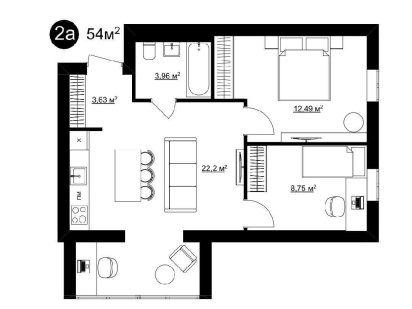 2 кімнатні апартаменти площею 54 квадрати Черкассы