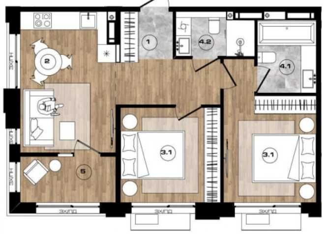 2кк | без комісії | 58м2 БУЧА - фото 1