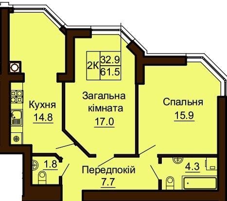 Двокімнатна квартира з документами 63 м2.Жк Софія. Державні програми - фото 1