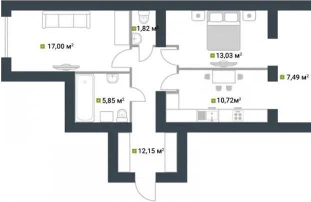 Продаж, Велика 2-кімнатна квартира в ЖК Іділіка - фото 1