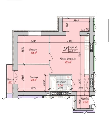 2х кімнатна квартира 70м2 - фото 1