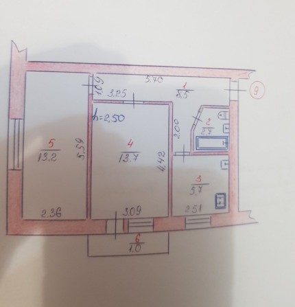 2-х кімнатна квартира 45 м2 - фото 1