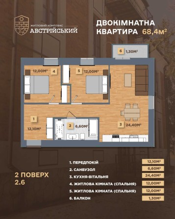 Двокімнатна квартира в новому ЖК, розтермінування - фото 1